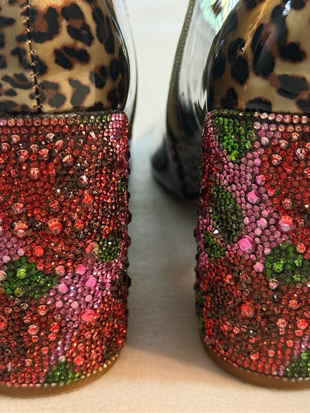 New Betsey Johnson Jackyy Leopard Ankle Boots wi/Rhinstone Block Heel. 7.5M - Picture 4 of 10